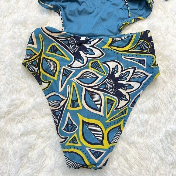 Aerie Blue Halter Cut Out One Piece Swimsuit 9959 - Picture 8 of 10